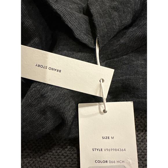 Vince Elbow Sleeve Turtleneck Wool Top Heather Charcoal Medium - Picture 6 of 12